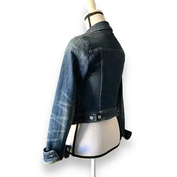 Anthropologie Pilcro Jean Jacket Sz XS Blue Vintage Wash Stretch Denim Trucker - Picture 6 of 12